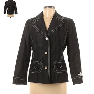Cole Haan Black Denim Button Jacket Size 8